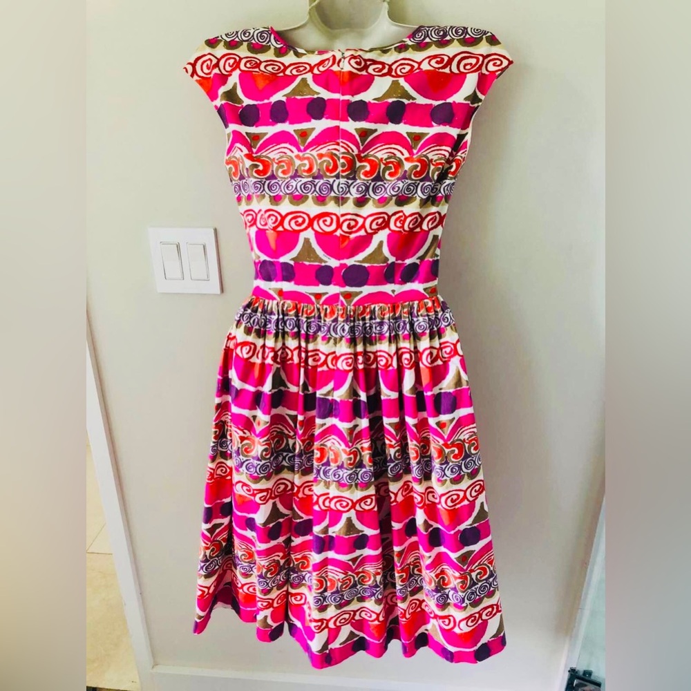 Prada Pink Multicolor Printed Midi Dress. Size 38 - Picture 4 of 10
